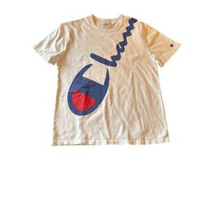 Vintage 90s Champion White Cotton Logo Graphic T-Shirt Large